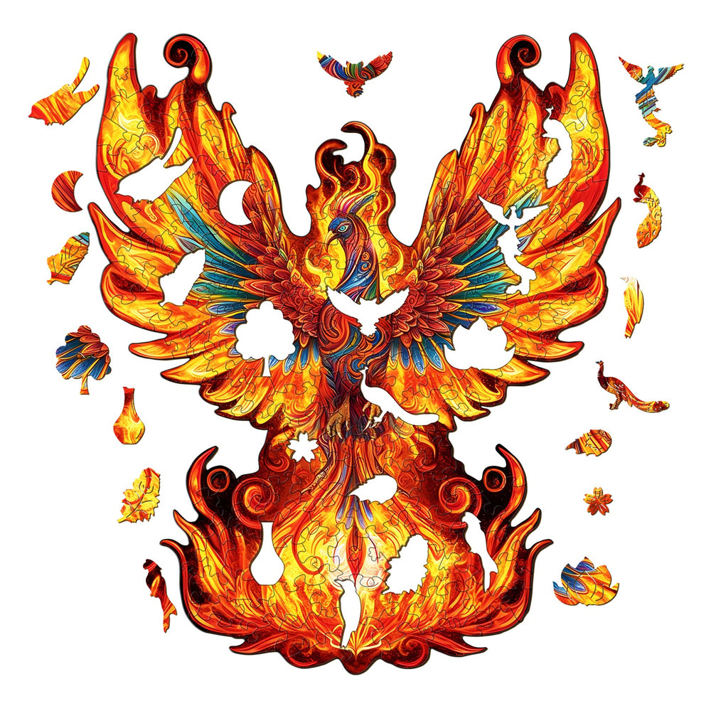 Flame-born Phoenix Wooden Jigsaw Puzzle-Woodbests