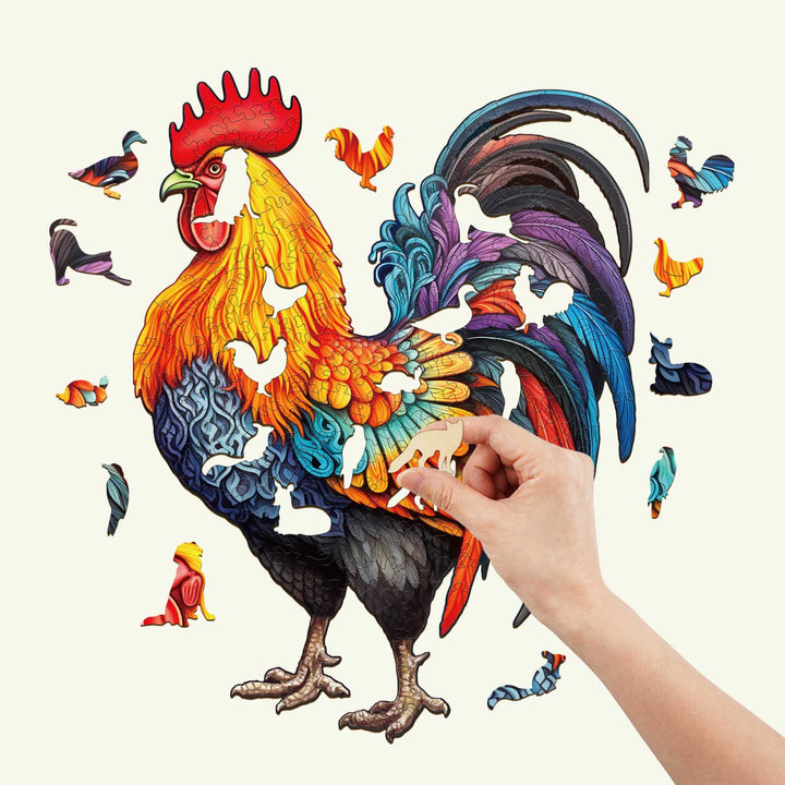 Spirited Rooster 2 Wooden Jigsaw Puzzle