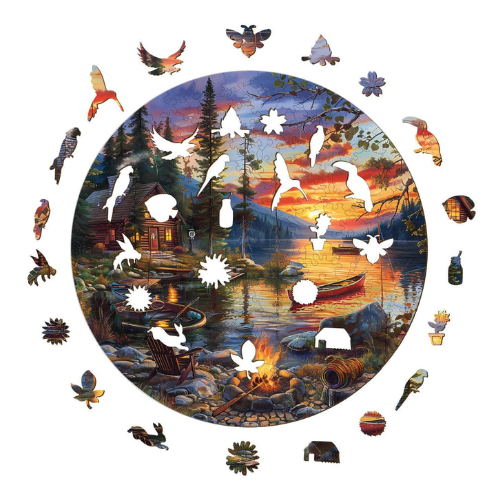 Canoe Lake-2 Wooden Jigsaw Puzzle