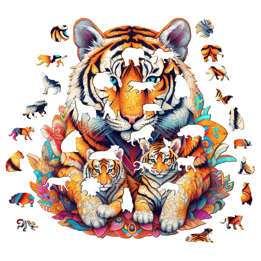 Tiger Family Wooden Jigsaw Puzzle-Woodbests