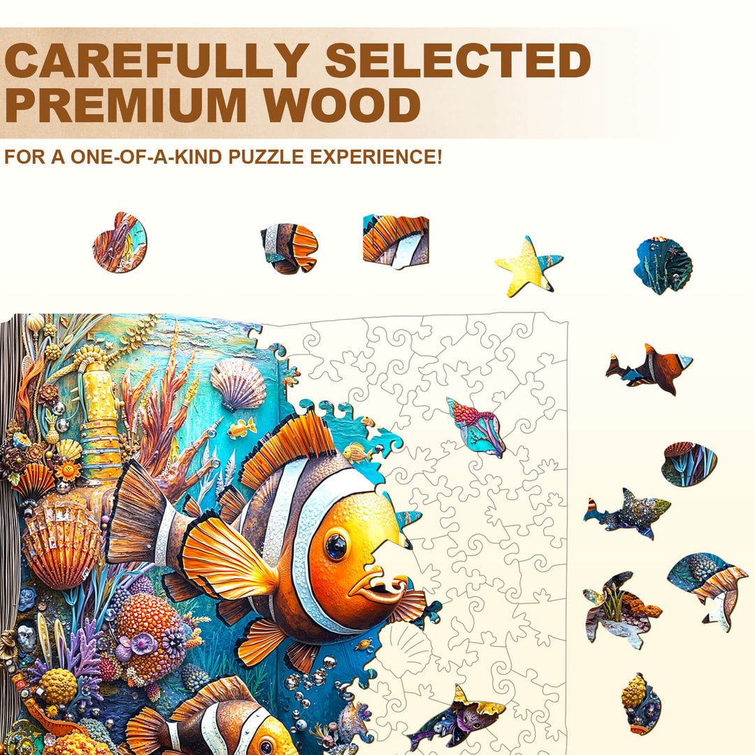 Puzzle en bois Histoire de poisson-clown