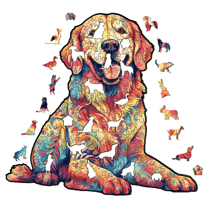Loyal Golden Retriever Wooden Jigsaw Puzzle-Woodbests
