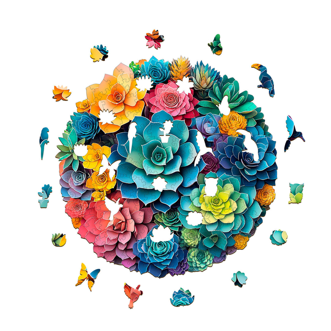 3D Paper Succulent Wooden Jigsaw Puzzle - Woodbests