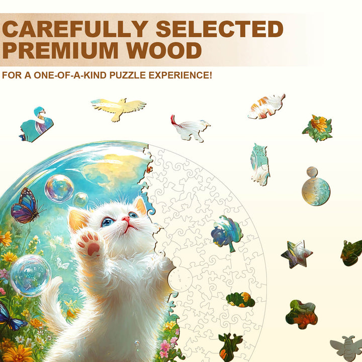 Bubble Cat-2 Wooden Jigsaw Puzzle