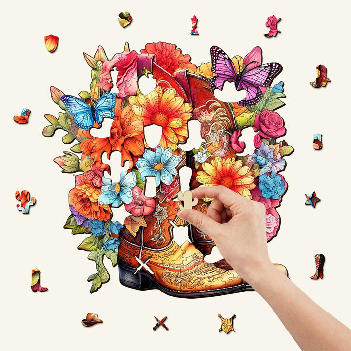 Cowgirl Boots Wooden Jigsaw Puzzle