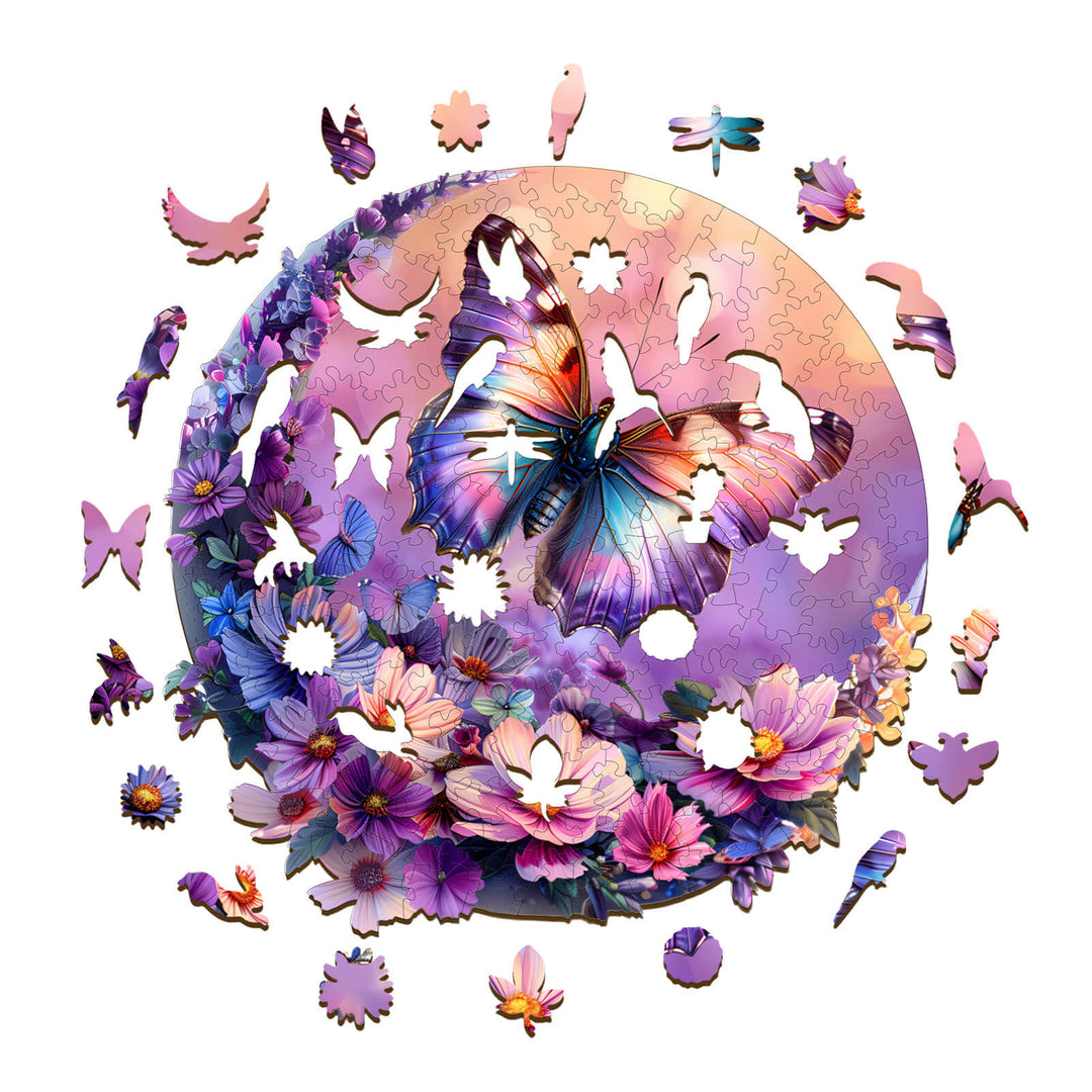 Butterfly and Moon-2 Wooden Jigsaw Puzzle