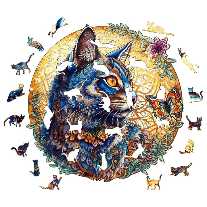 Cat and Butterfly Wooden Jigsaw Puzzle