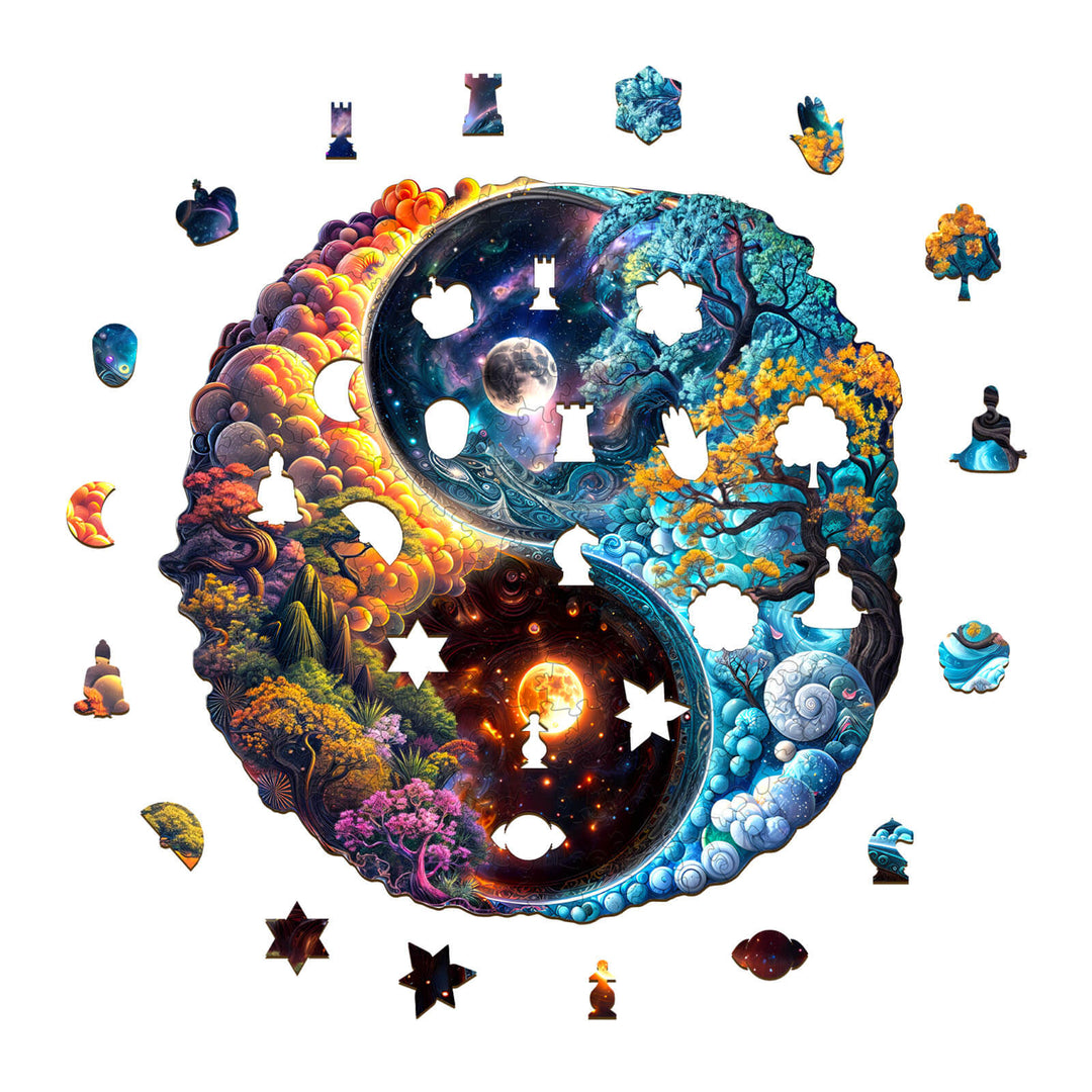 Yin-yang universe Wooden Jigsaw Puzzle