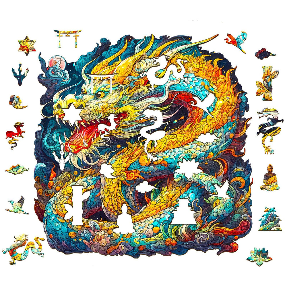 Chinese Dragon Wooden Jigsaw Puzzle-Woodbests