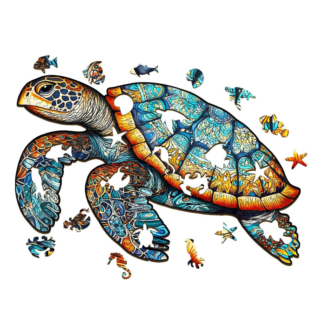 Mysterious Sea Turtle Wooden Jigsaw Puzzle