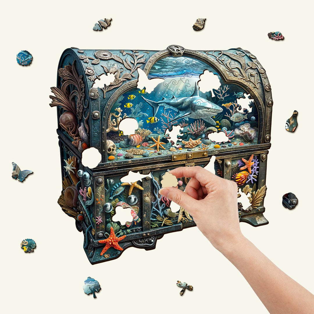 Puzzle en bois 3D Coffre au Trésor Océan-2