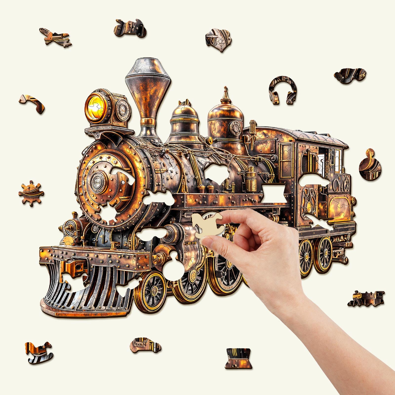 3D Mechanical Steam Train Wooden Jigsaw Puzzle