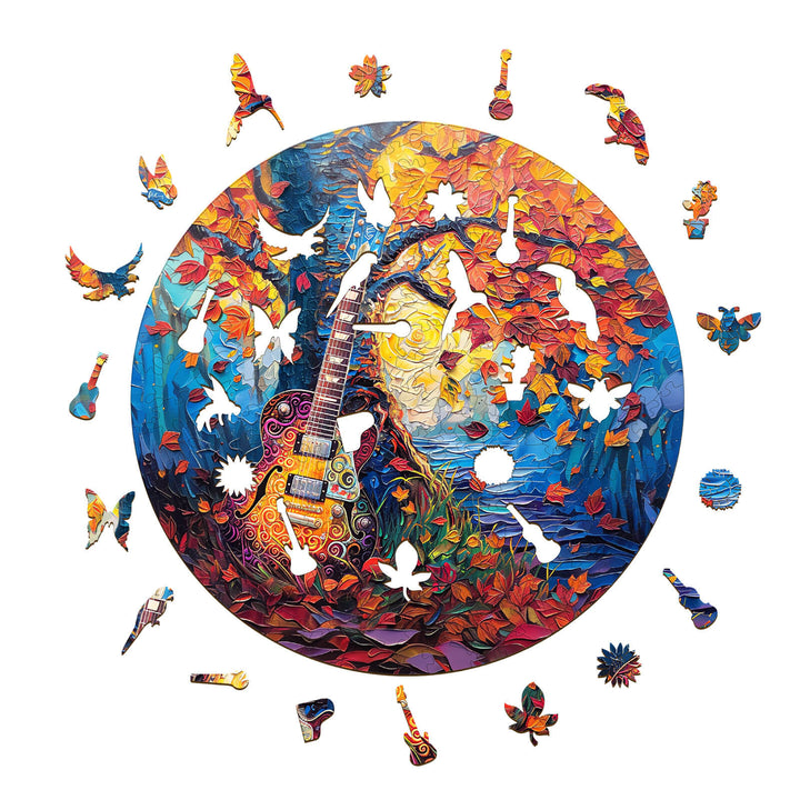 Autumn Guitar Wooden Jigsaw Puzzle - Woodbests