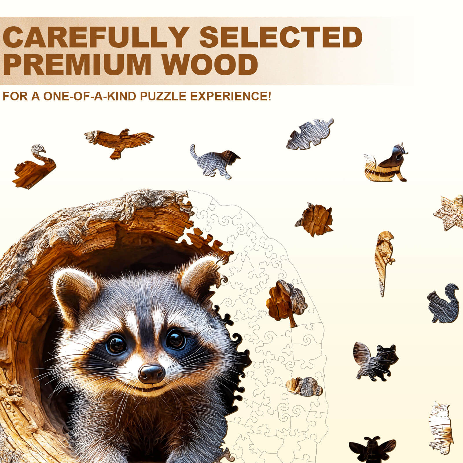 3D Baumloch Waschbär-1 Holz-Puzzlespiel