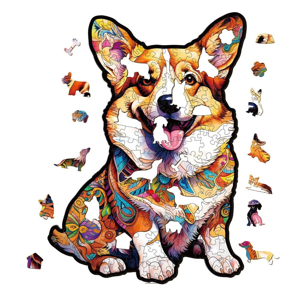 Clever Corgi 2 Wooden Jigsaw Puzzle-Woodbests