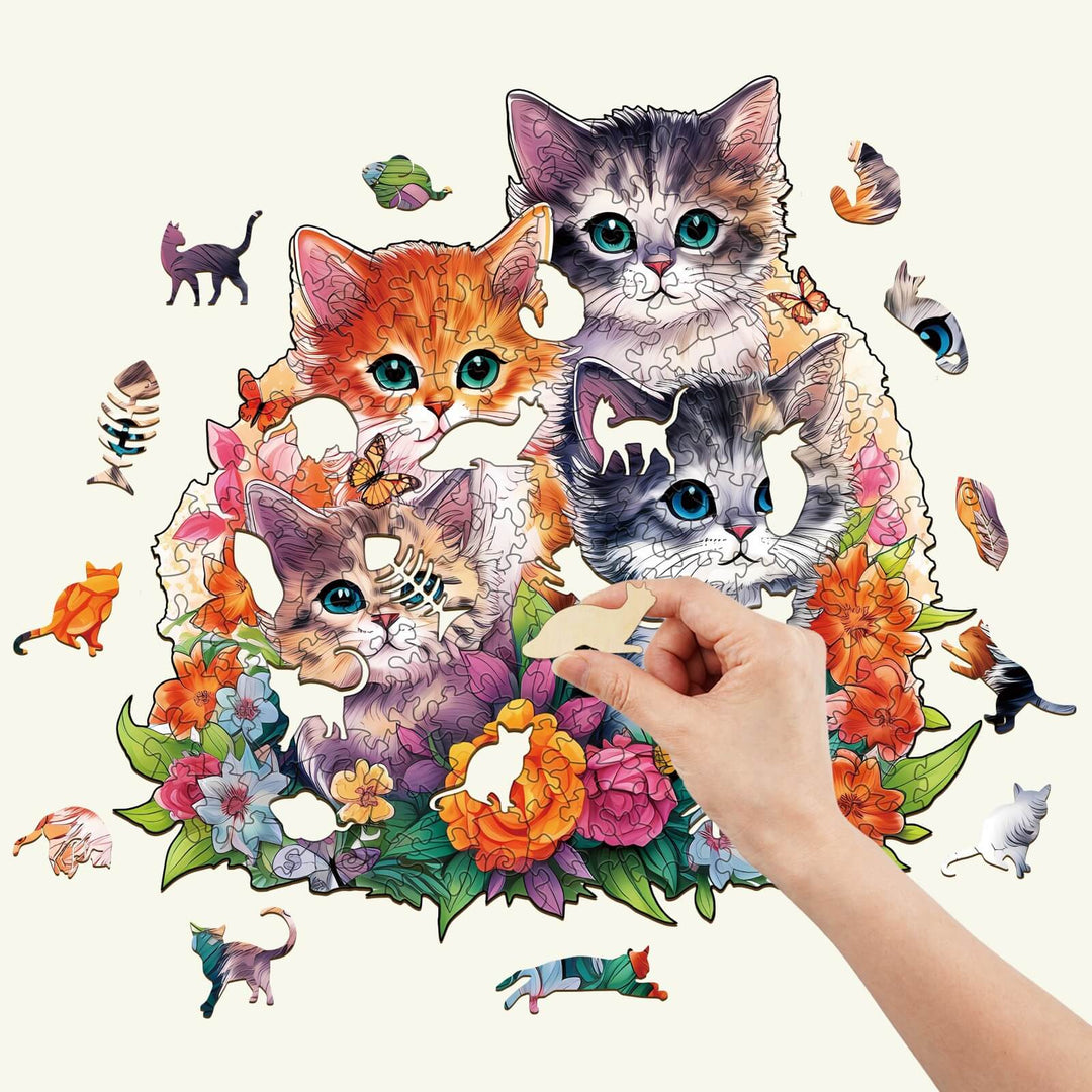 Puzzle en bois chaton mignon