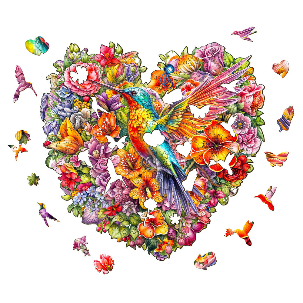 Hummingbird and Flower Wooden Jigsaw Puzzle-Woodbests