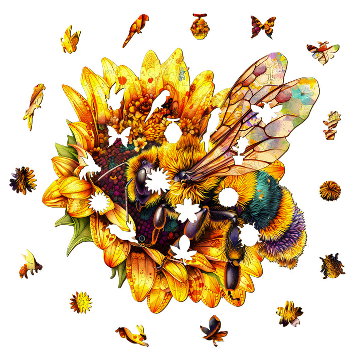 Bee Collecting Nectar Wooden Jigsaw Puzzle