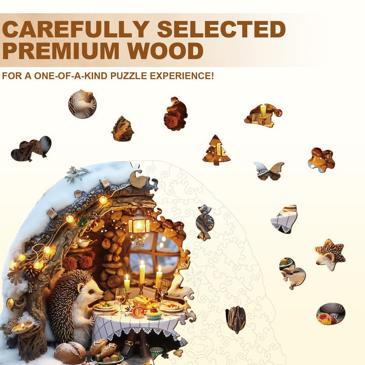 Cozy Hedgehog Hideaway Wooden Jigsaw Puzzle