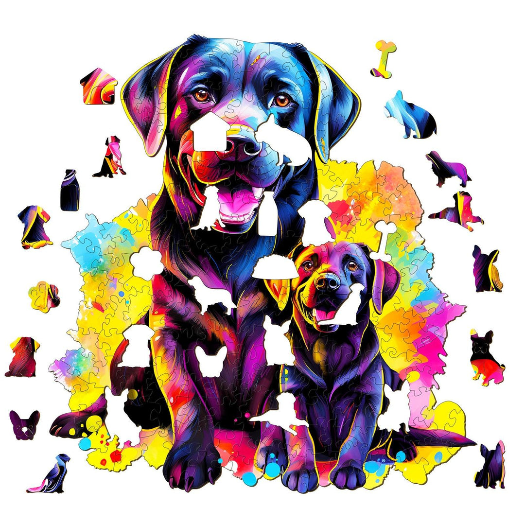 Labrador Family Wooden Jigsaw Puzzle-Woodbests
