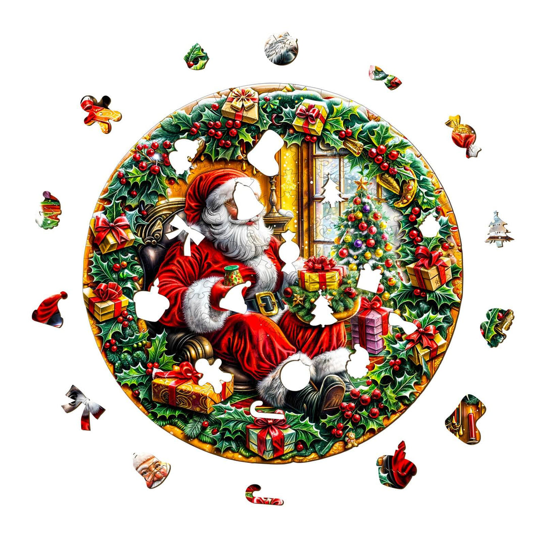 Christmas Wreath Wooden Jigsaw Puzzle - Woodbests