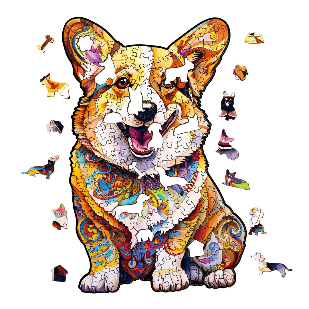 Clever Corgi 3 Wooden Jigsaw Puzzle-Woodbests