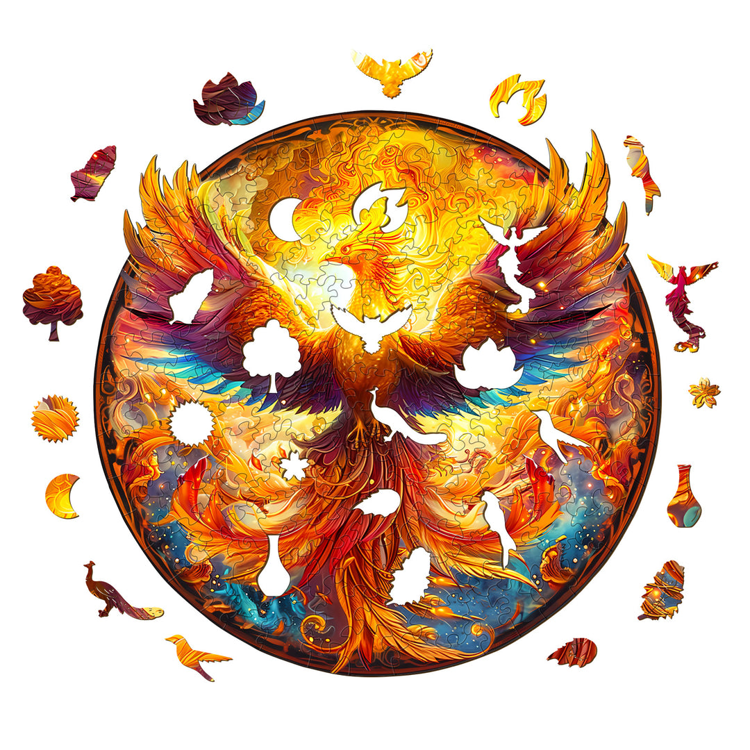 Flame-born Phoenix-2 Wooden Jigsaw Puzzle-Woodbests