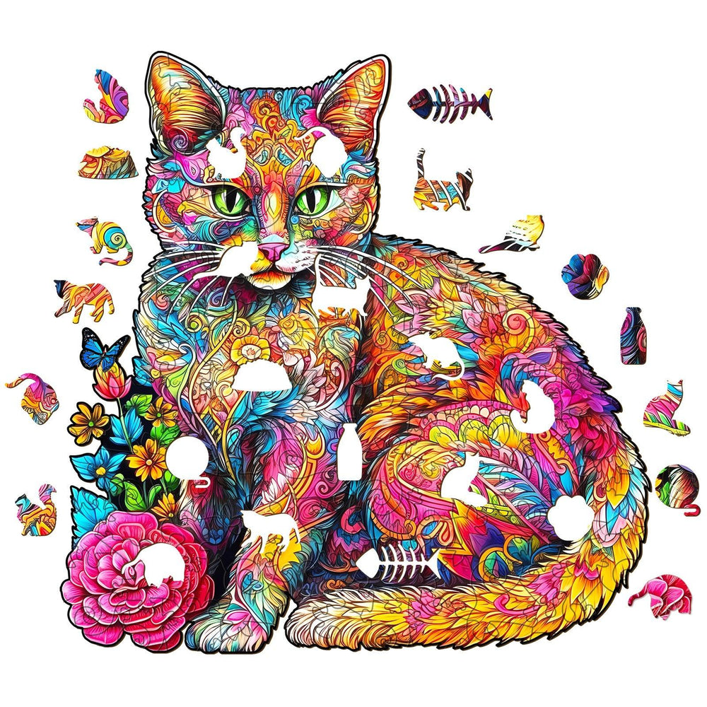 Naughty Cat Wooden Jigsaw Puzzle-Woodbests