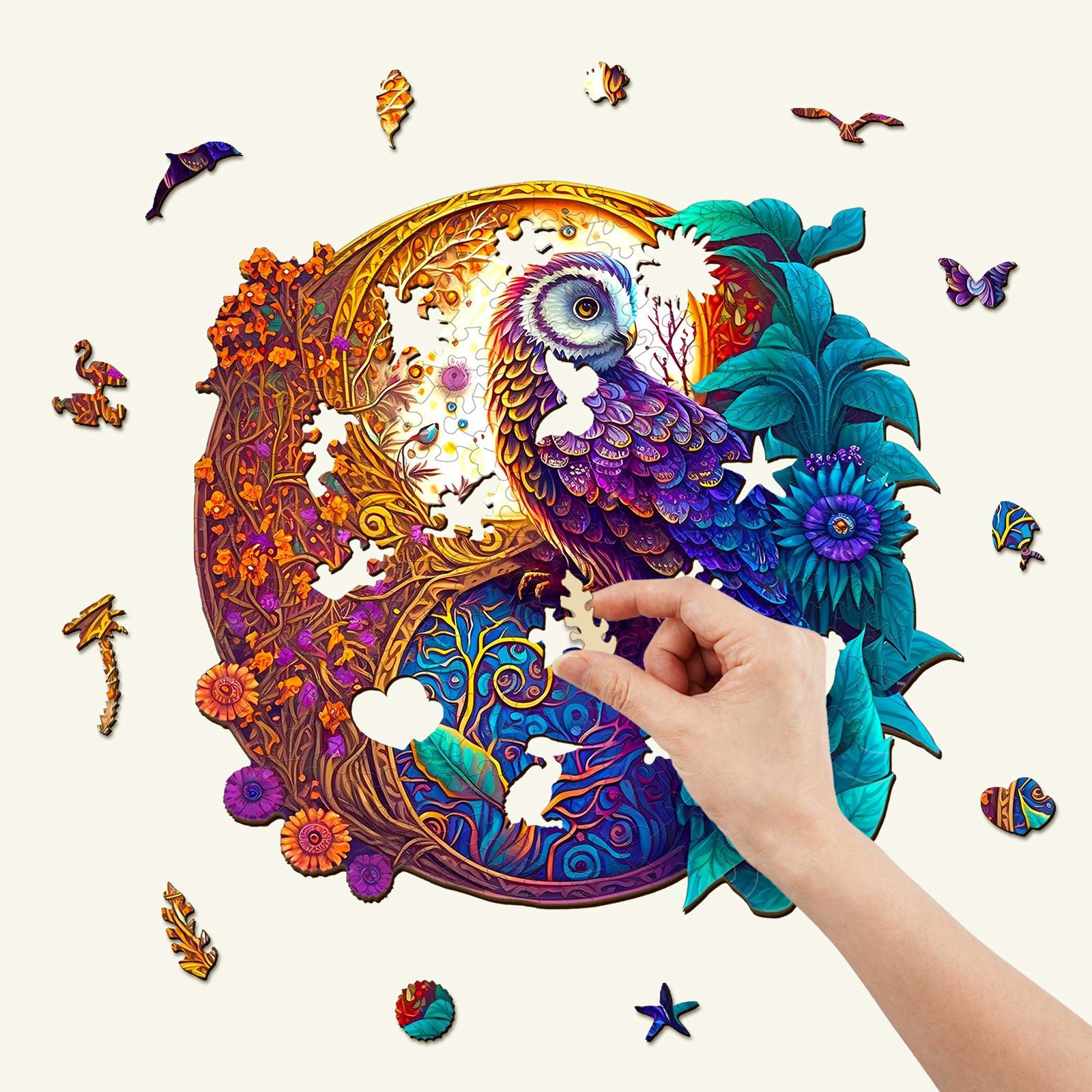 Yin Yang Owl 1 Wooden Jigsaw Puzzle