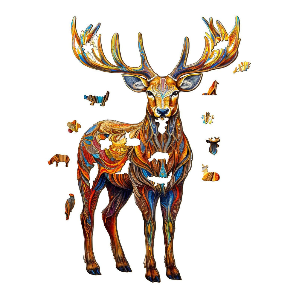 Colorful Deer Wooden Jigsaw Puzzle-Woodbests