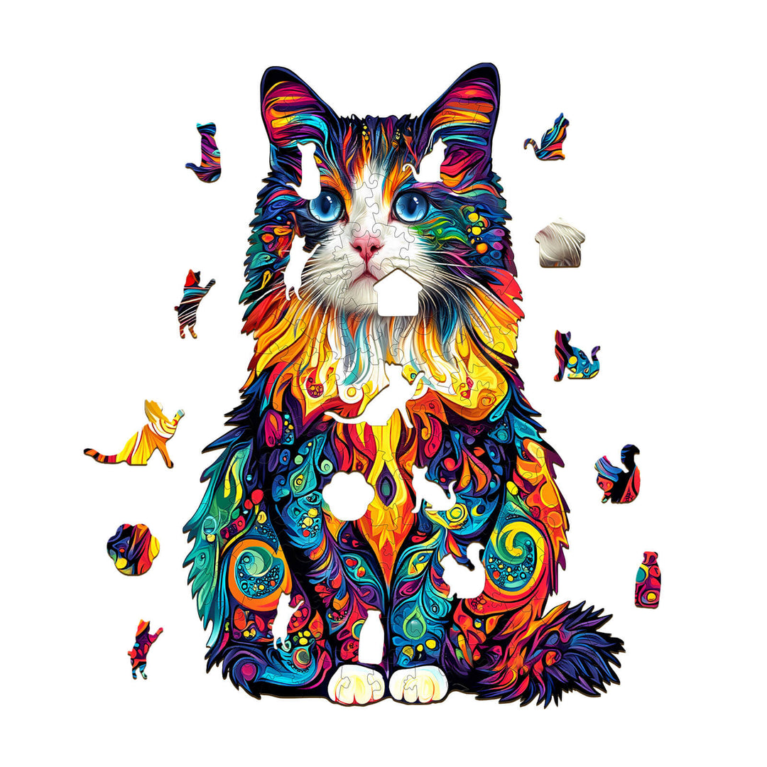 Colorful Ragdoll Cat-2 Wooden Jigsaw Puzzle - Woodbests