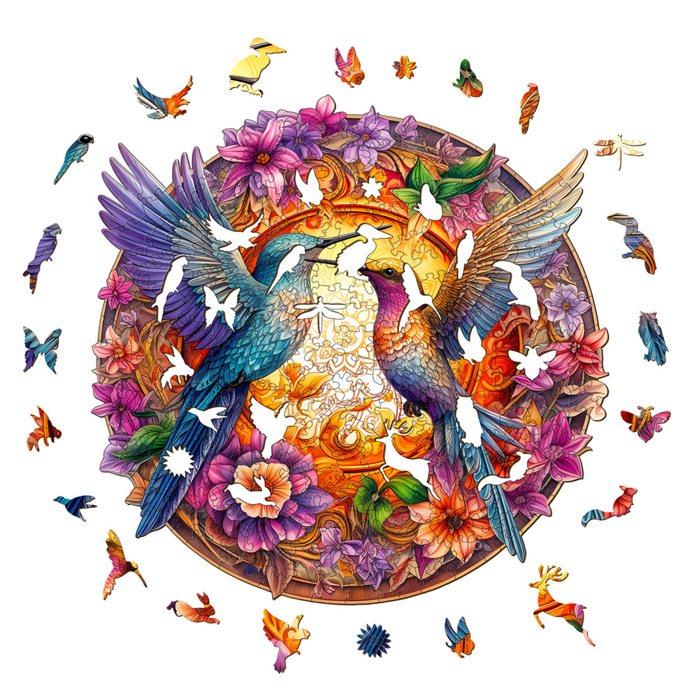 Hummingbirds Wooden Jigsaw Puzzle-Woodbests