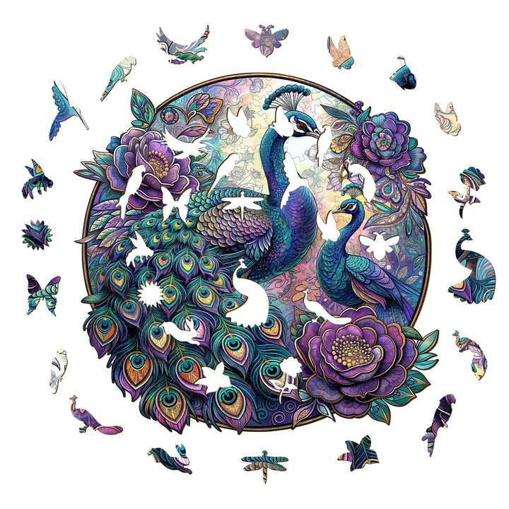 Parent Child Peacock Wooden Jigsaw Puzzle