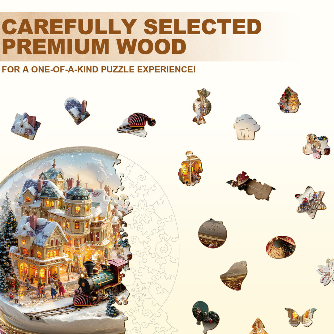 Christmas Crystal Train Wooden Jigsaw Puzzle