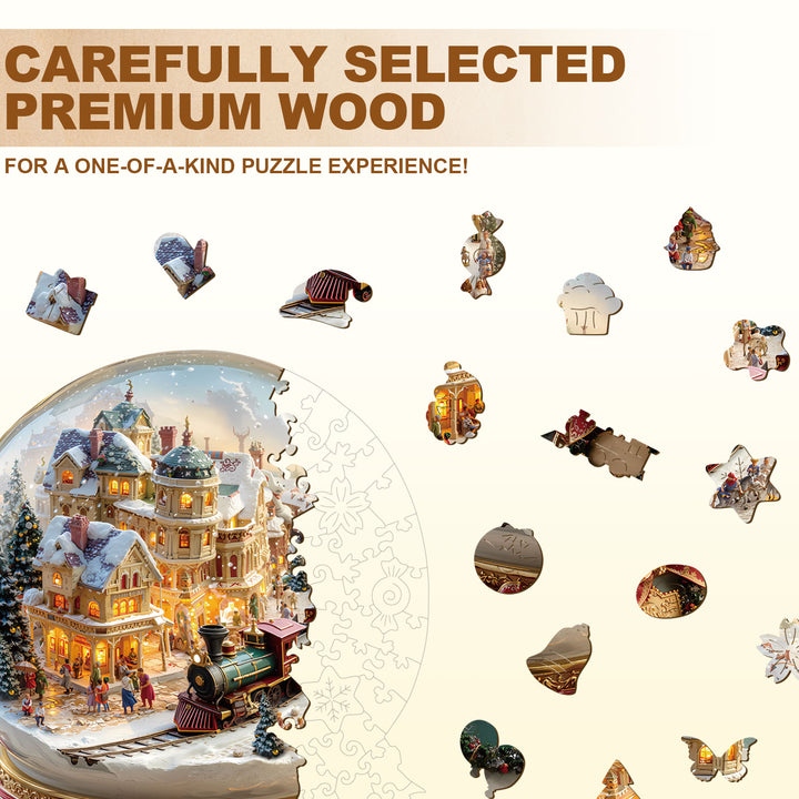 Christmas Crystal Train Wooden Jigsaw Puzzle