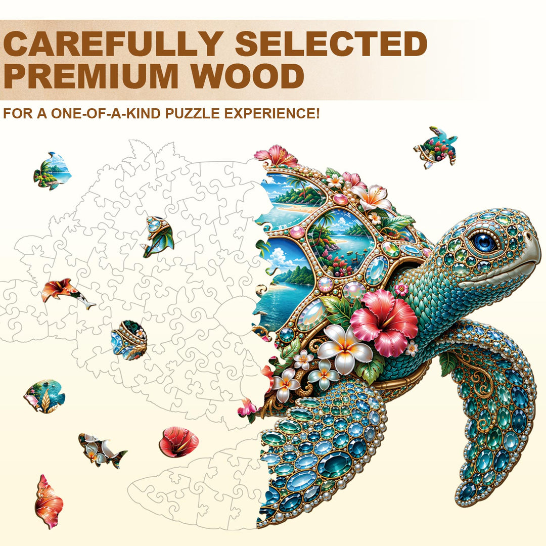 Gemstone Sea Turtle  Wooden Jigsaw Puzzle