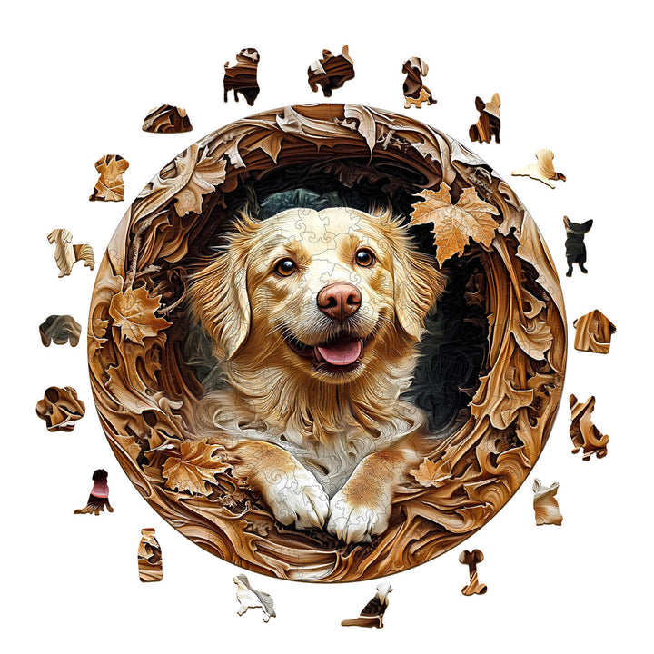 3D Golden Retriever-2 Wooden Jigsaw Puzzle