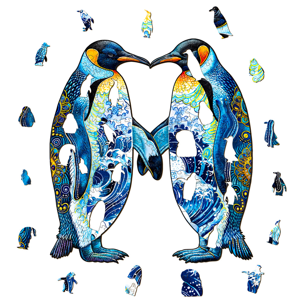 Couple Penguins Wooden Jigsaw Puzzle-Woodbests