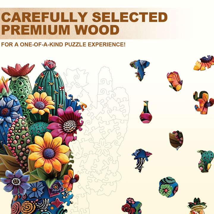 Blooming cactus Wooden Jigsaw Puzzle