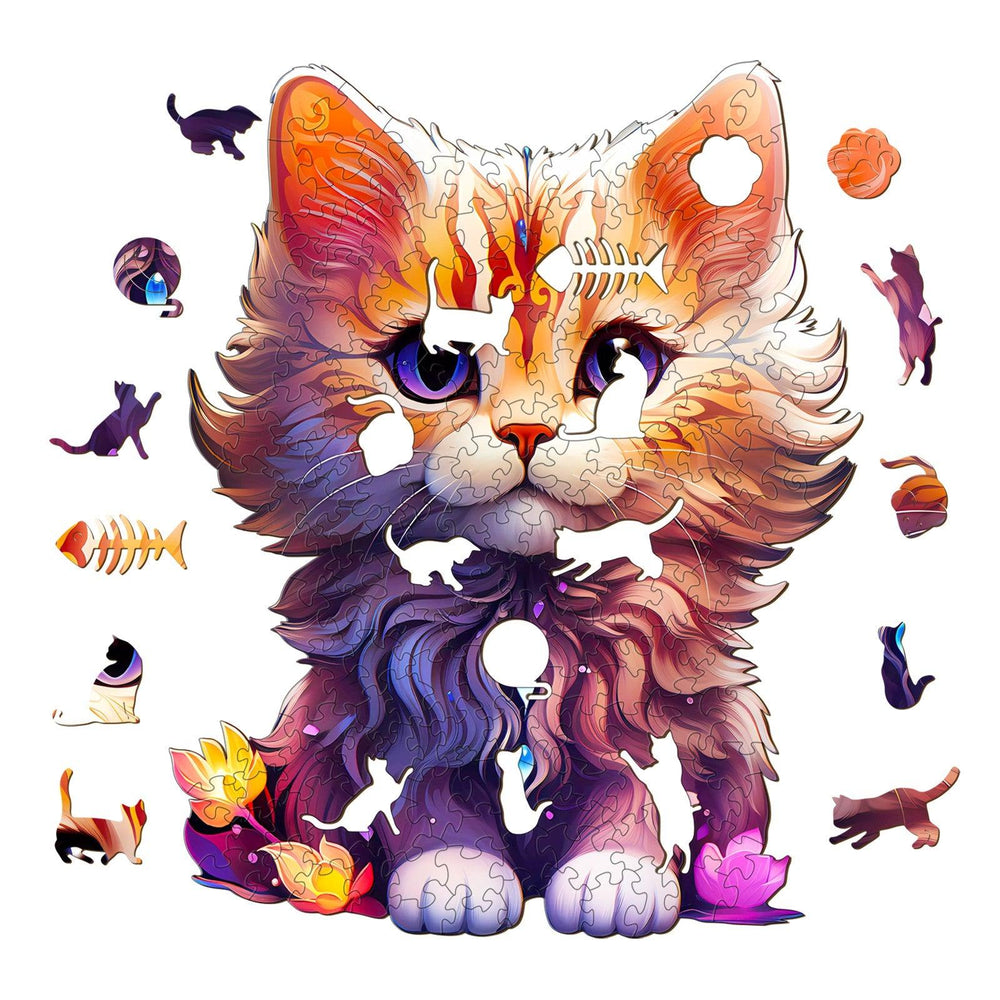 Cute Cat Wooden Jigsaw Puzzle-Woodbests