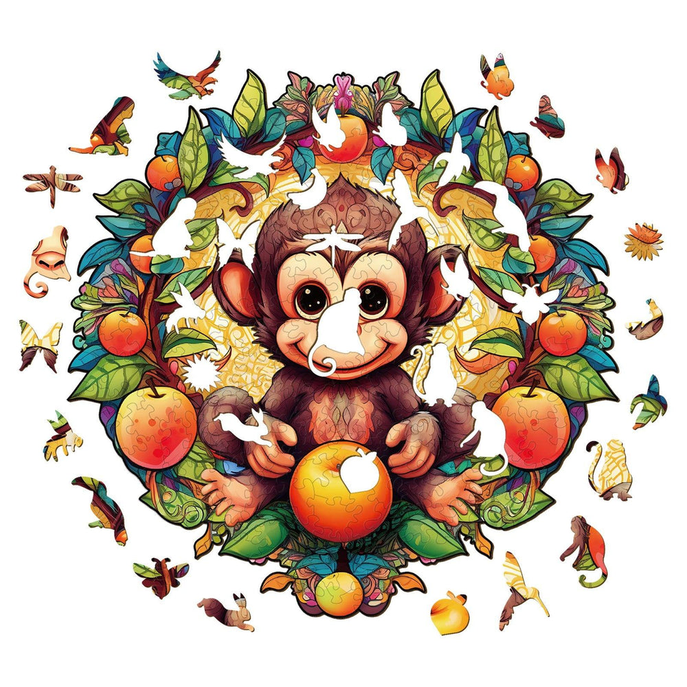 Happy Monkey Wooden Jigsaw Puzzle-Woodbests