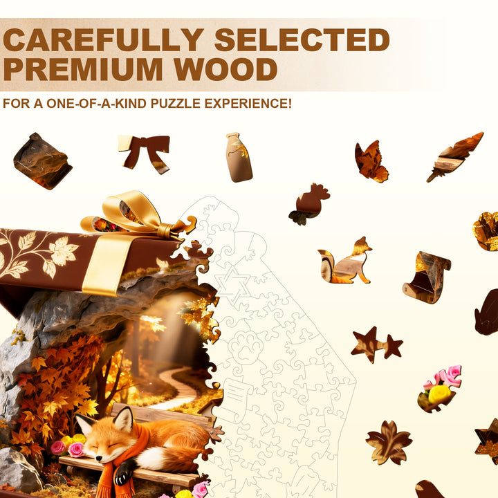 Autumn Trail Fox Wooden Jigsaw Puzzle