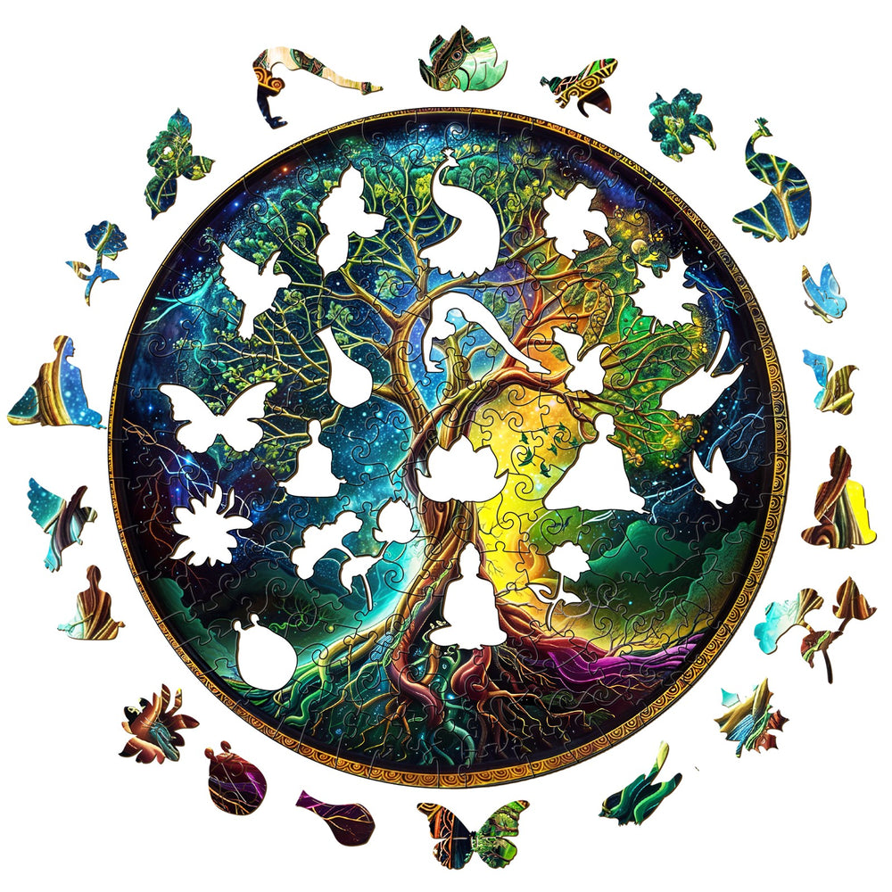 Aurora Tree of Life-3 Wooden Jigsaw Puzzle-Woodbests