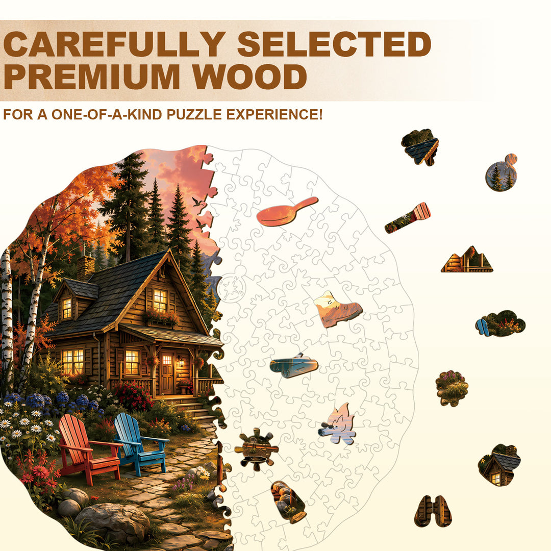 Autumn Cabin  Wooden Jigsaw Puzzle