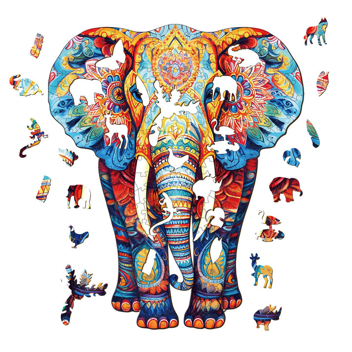 Orange Elephant Wooden Jigsaw Puzzle-Woodbests