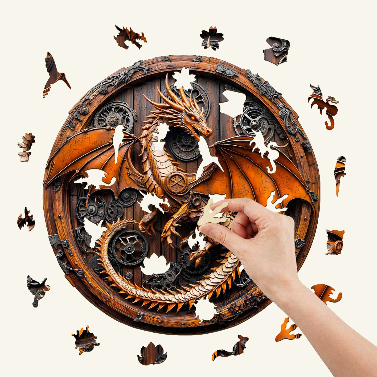 Puzzle en bois 3D Dragon Mécanique-1