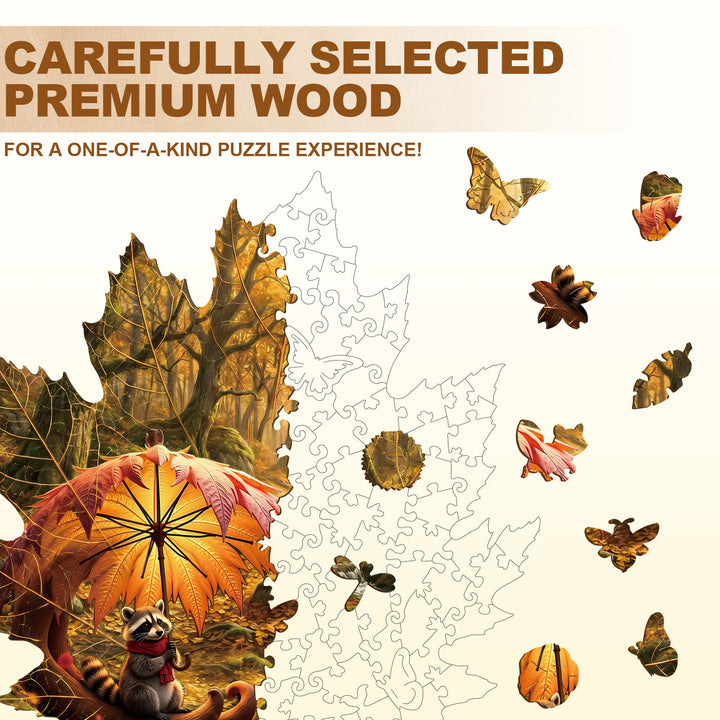 Golden Leaf Wanderer Wooden Jigsaw Puzzle