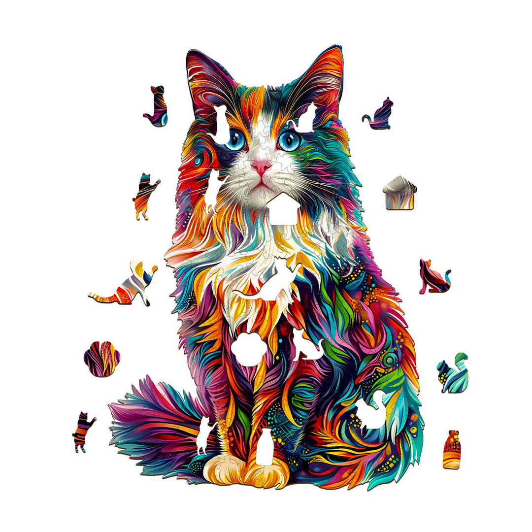 Colorful Ragdoll Cat-1 Wooden Jigsaw Puzzle