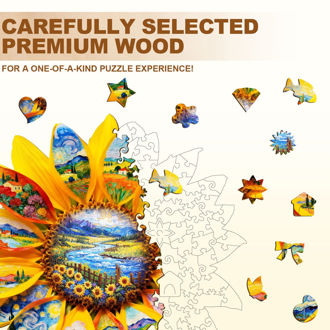 Oil on Sunflower Wooden Jigsaw Puzzle