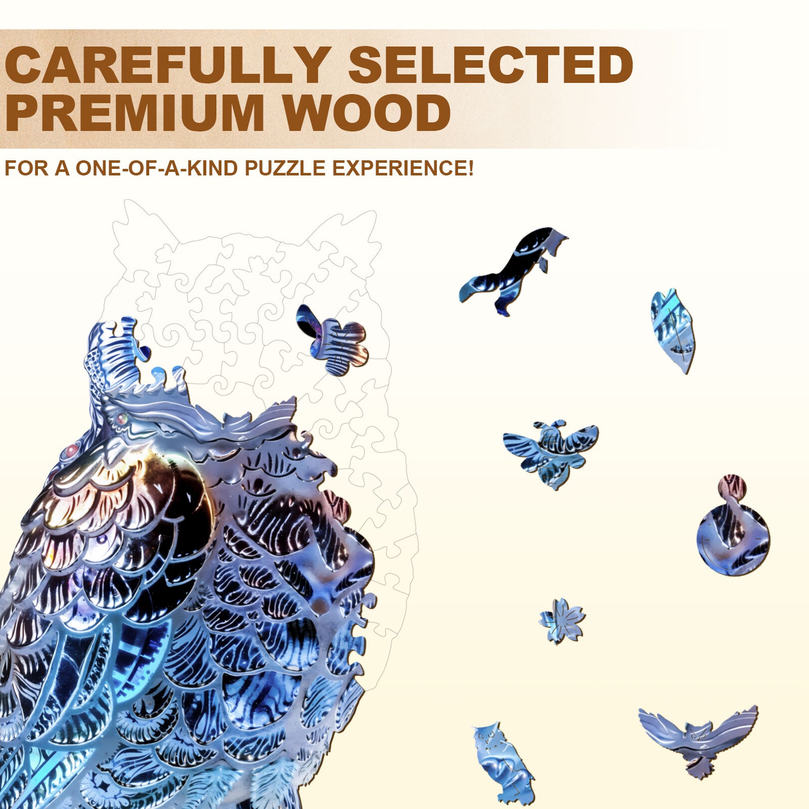 Neon Owl Wooden Jigsaw Puzzle